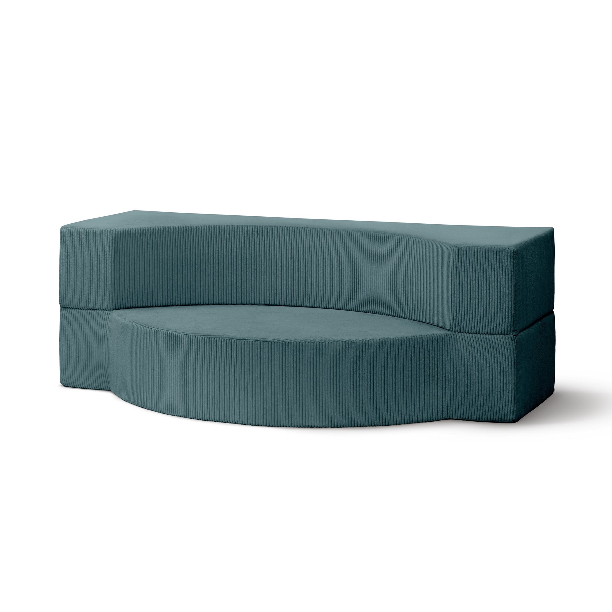 Sofa piankowa modułowa 200 cm z funkcją spania w stylu japandi – sztruks POSO, półokrągła forma | Lunaria Głęboki Grafit (POSO 125)