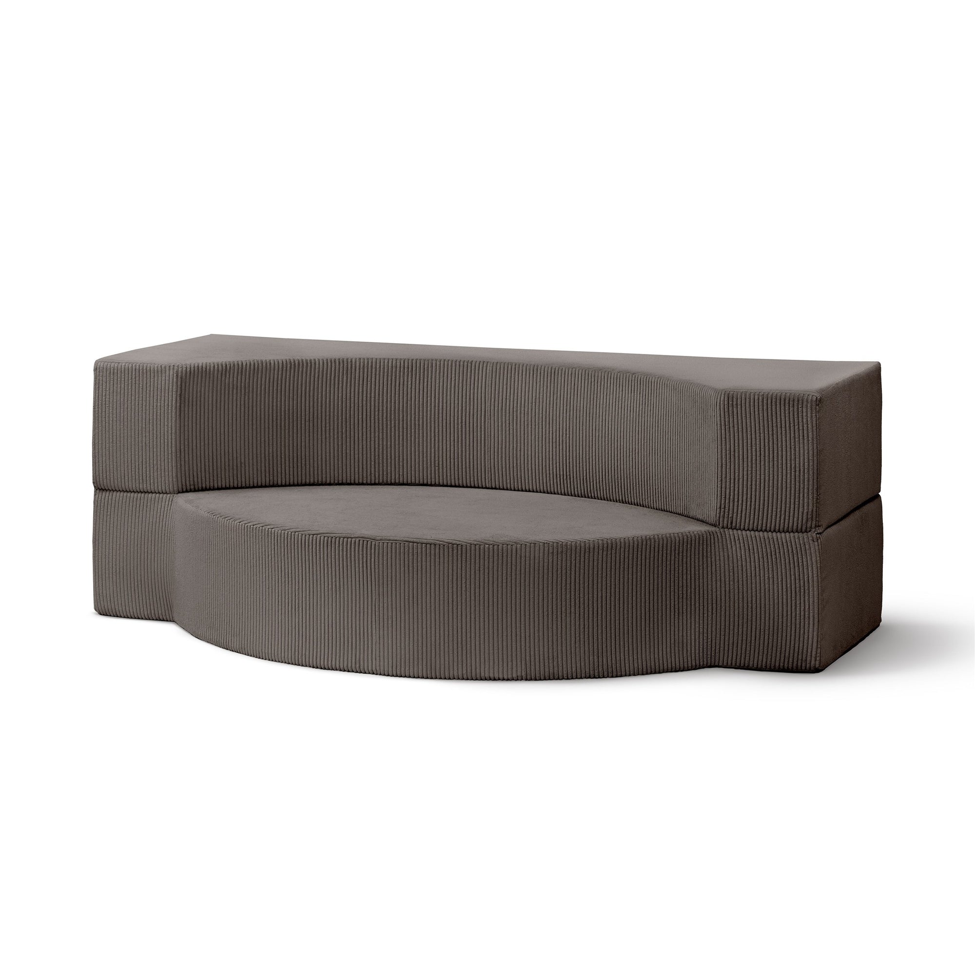 Sofa piankowa modułowa 200 cm z funkcją spania w stylu japandi – sztruks POSO, półokrągła forma | Lunaria Wędzone Drewno (POSO 04)