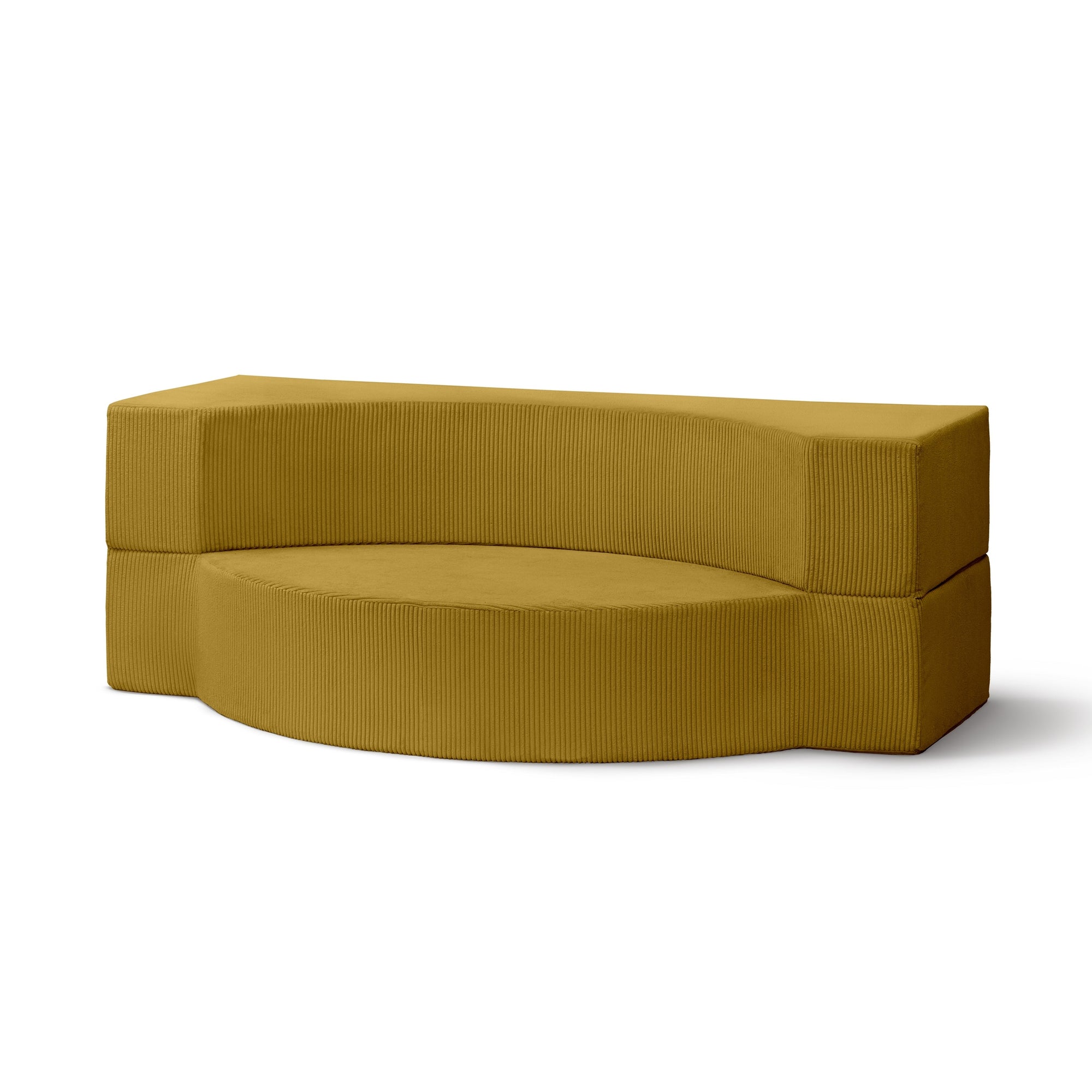 Sofa piankowa modułowa 200 cm z funkcją spania w stylu japandi – sztruks POSO, półokrągła forma | Lunaria Miodowy Dąb (POSO 43)