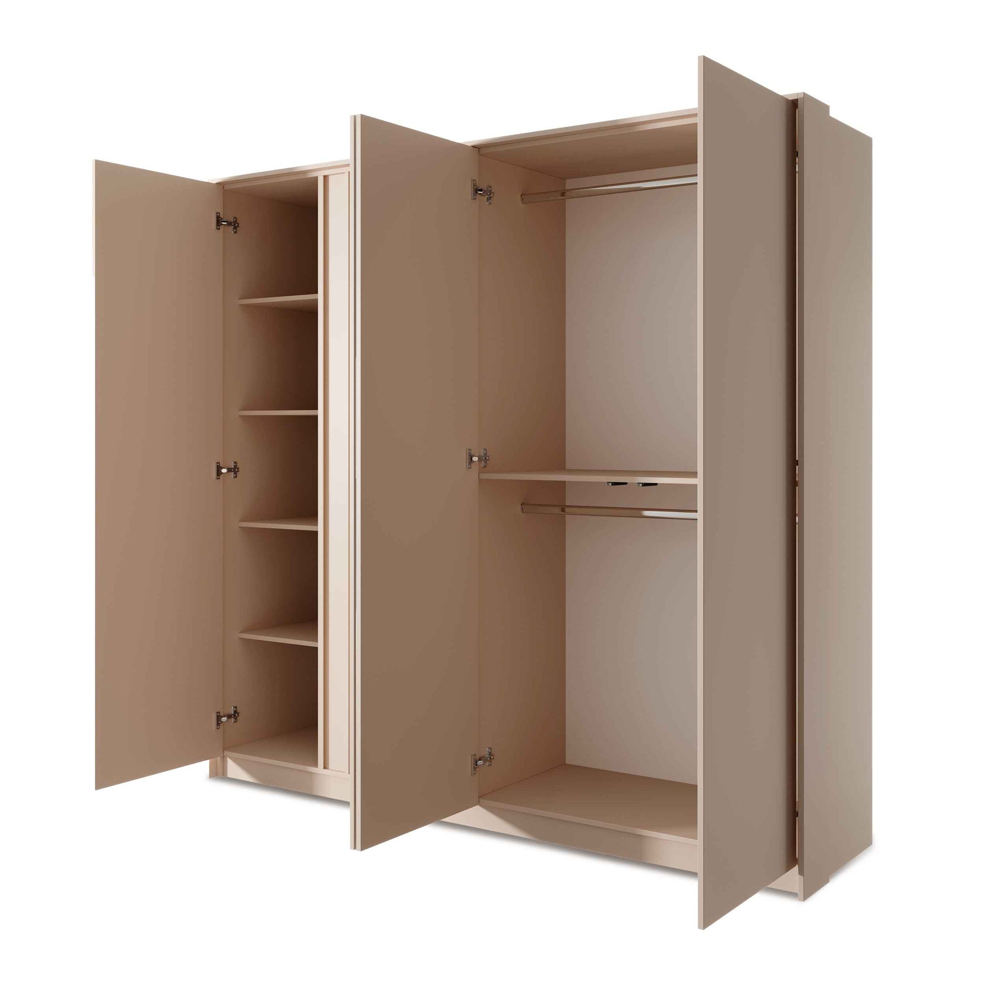 Szafa 4-drzwiowa 223x210 cm w stylu minimalistycznym – z lustrem, pojemne wnętrze, bezuchwytowe fronty | Dust