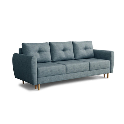 Sofa Harmi 235 cm Marinefels (SAWANA 33) – Dreisitzer-Sofa mit Bettkasten auf Buchenholzbeinen
