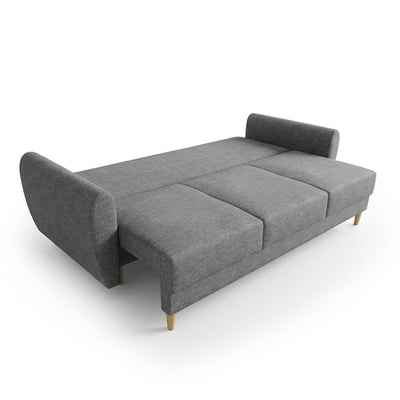 Sofa Harmi 235 cm Silbernebel (SAWANA 05) ausgeklappt – Liegefläche 130 × 200 cm
