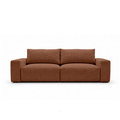 Modulsofa Iskeli 260 cm Zimt-Matt (ARAGON 56) von vorne – Sofa mit Bettkasten im Stoff Aragon