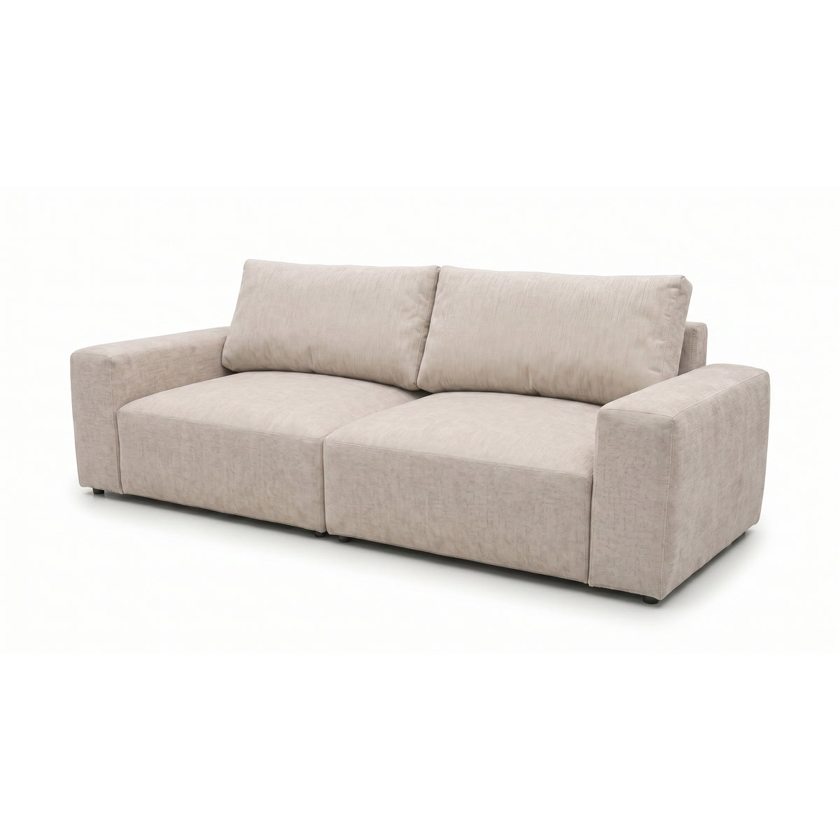 Modulsofa Iskeli 260 cm Creme Taupe (ARAGON 03) Schrägansicht – Sofa mit Schlaffunktion und zwei Rückenkissen