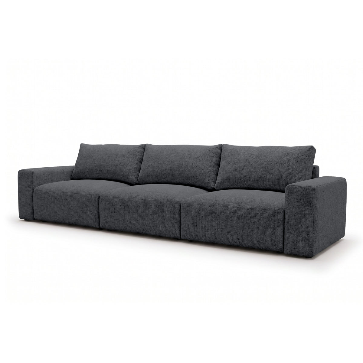 Modulsofa Iskeli Plus 361 cm Dunkle Asche (ARAGON 93) Schrägansicht – Sofa mit Schlaffunktion im Stoff Aragon