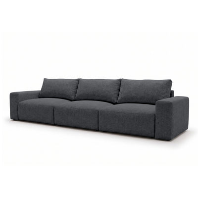 Modulsofa Iskeli Plus 361 cm Dunkle Asche (ARAGON 93) Schrägansicht – Sofa mit Schlaffunktion im Stoff Aragon
