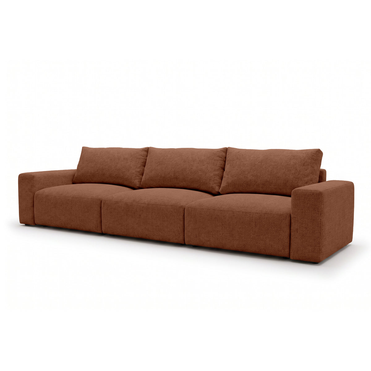 Modulsofa Iskeli Plus 361 cm Zimt-Matt (ARAGON 56) Schrägansicht – Sofa mit Schlaffunktion im Stoff Aragon