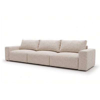 Modulsofa Iskeli Plus 361 cm Creme Taupe (ARAGON 03) Schrägansicht – große Sofa mit drei Rückenkissen
