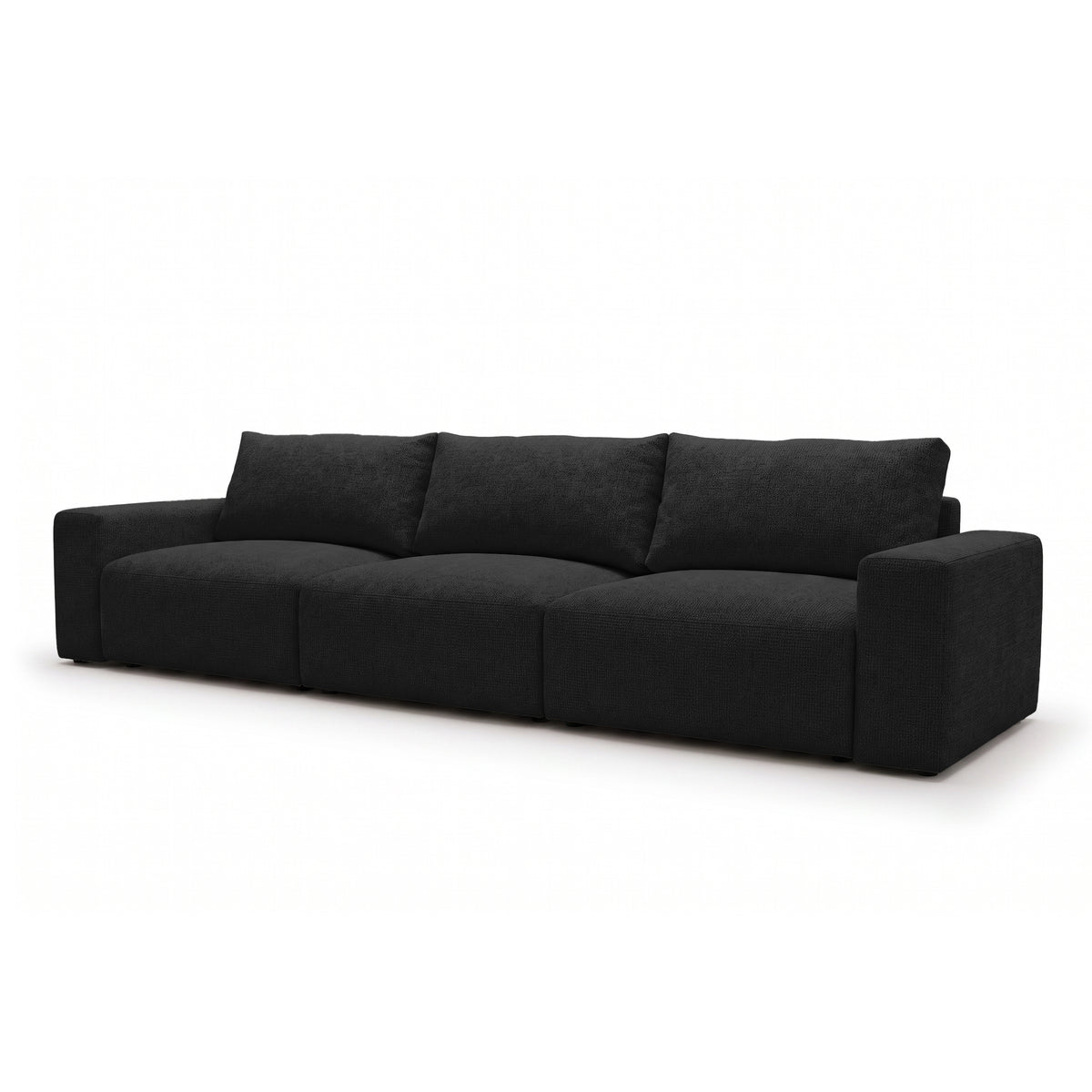 Modulsofa Iskeli Plus 361 cm Raven's Deep (ARAGON 99) Schrägansicht – Sofa mit Schlaffunktion im Stoff Aragon
