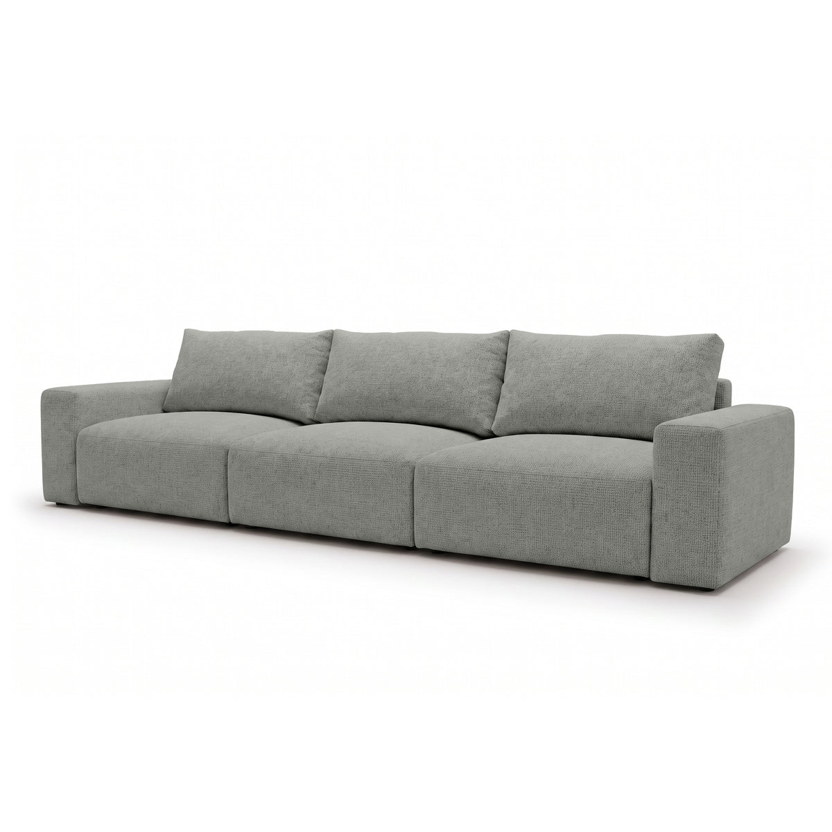 Modulsofa Iskeli Plus 361 cm Stahlgrau (ARAGON 83) Schrägansicht – Sofa mit Schlaffunktion im Stoff Aragon