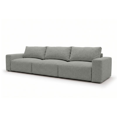 Modulsofa Iskeli Plus 361 cm Stahlgrau (ARAGON 83) Schrägansicht – Sofa mit Schlaffunktion im Stoff Aragon