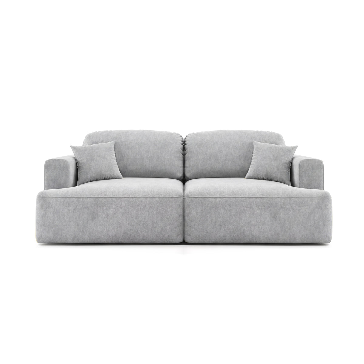Sofa Senvali 241 cm Gedämpftes Lila (CLOUD 82) – Sofa mit Dekokissen, Ansicht von vorne