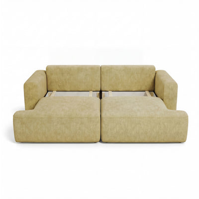 Sofa Senvali 241 cm Golden Sepia (CLOUD 32) mit offenem Bettkasten – zwei Fächer unter der Sitzfläche