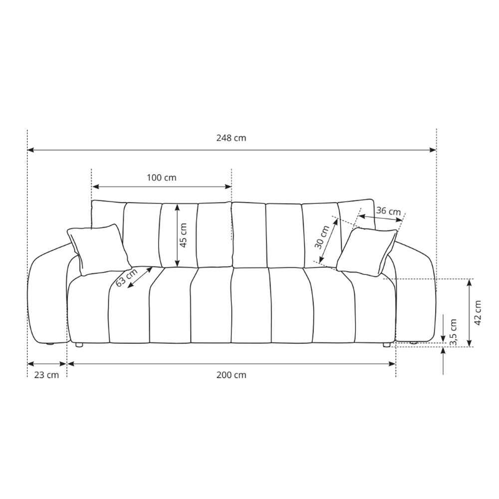 Sofa 3-osobowa z funkcją spania 144x200 w stylu skandynawskim | BALOA