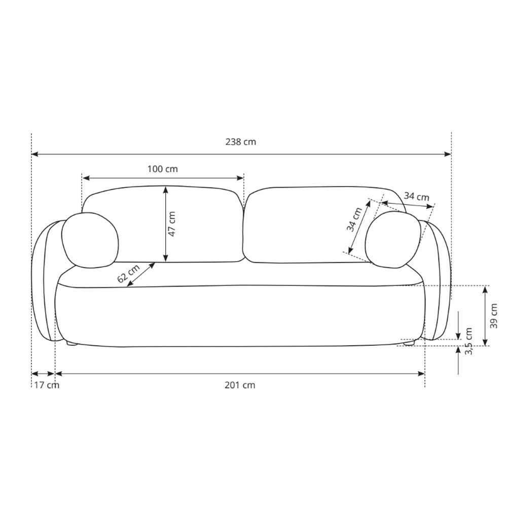 Sofa z funkcją spania 142x200 w stylu nowoczesnym – Abriamo, zaoblona forma, pojemnik | OLEMO