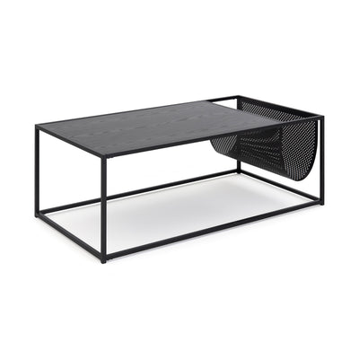 Couchtisch Skeleto 110x60 mit abgeschrägter Kante an der Seite mit Netzfach – Couchtisch im Industrial-Stil