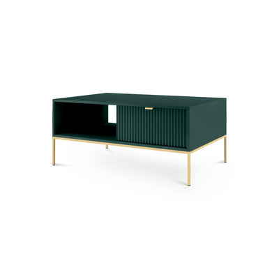 Stolik kawowy 104x46 z szufladą w stylu nowoczesnym | Roza Labrador Green Złota