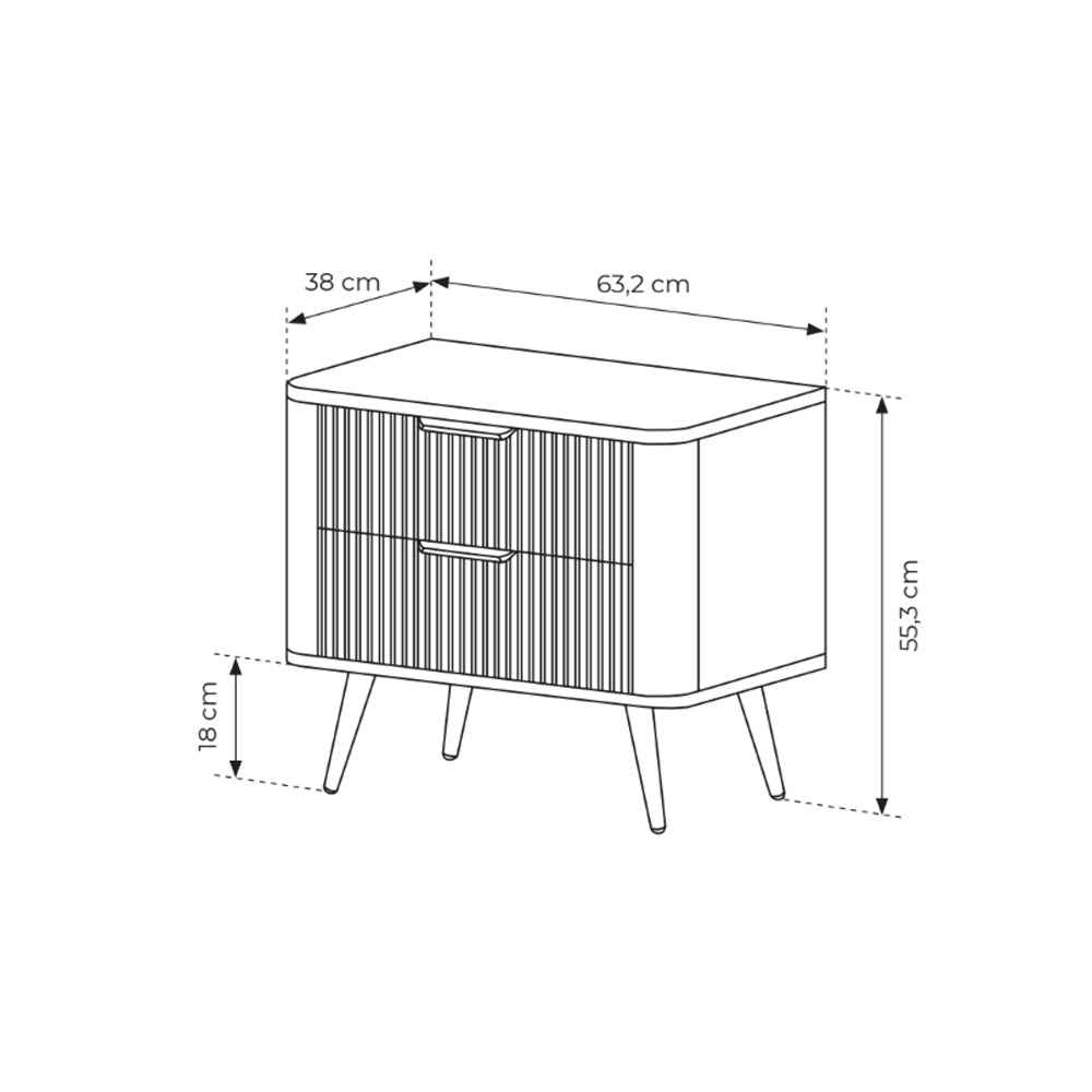 Szafka nocna z 2 szufladami 63x55 cm w stylu eleganckim | Laanti