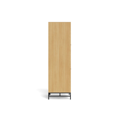 Schrank Bambouz 99x200 – Seitenansicht des Korpus in Eichenoptik mit einer Tiefe von 60 cm
