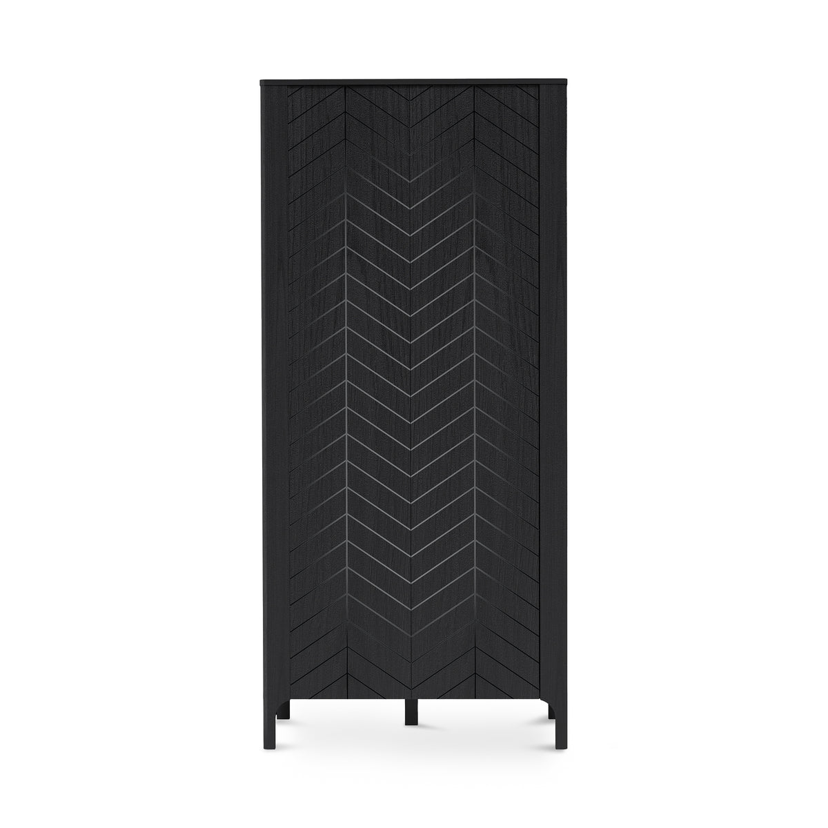 Kleiderschrank EKLIPSO 90x197 mit Fischgrättüren im modernen Stil – Farbe Schwarz | Pillovely