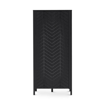 Kleiderschrank EKLIPSO 90x197 mit Fischgrättüren im modernen Stil – Farbe Schwarz | Pillovely