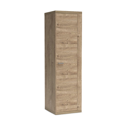 Kleiderschrank Korin 201x57 in Eiche – schmaler eintüriger Kleiderschrank mit Metallgriff, Schrägansicht