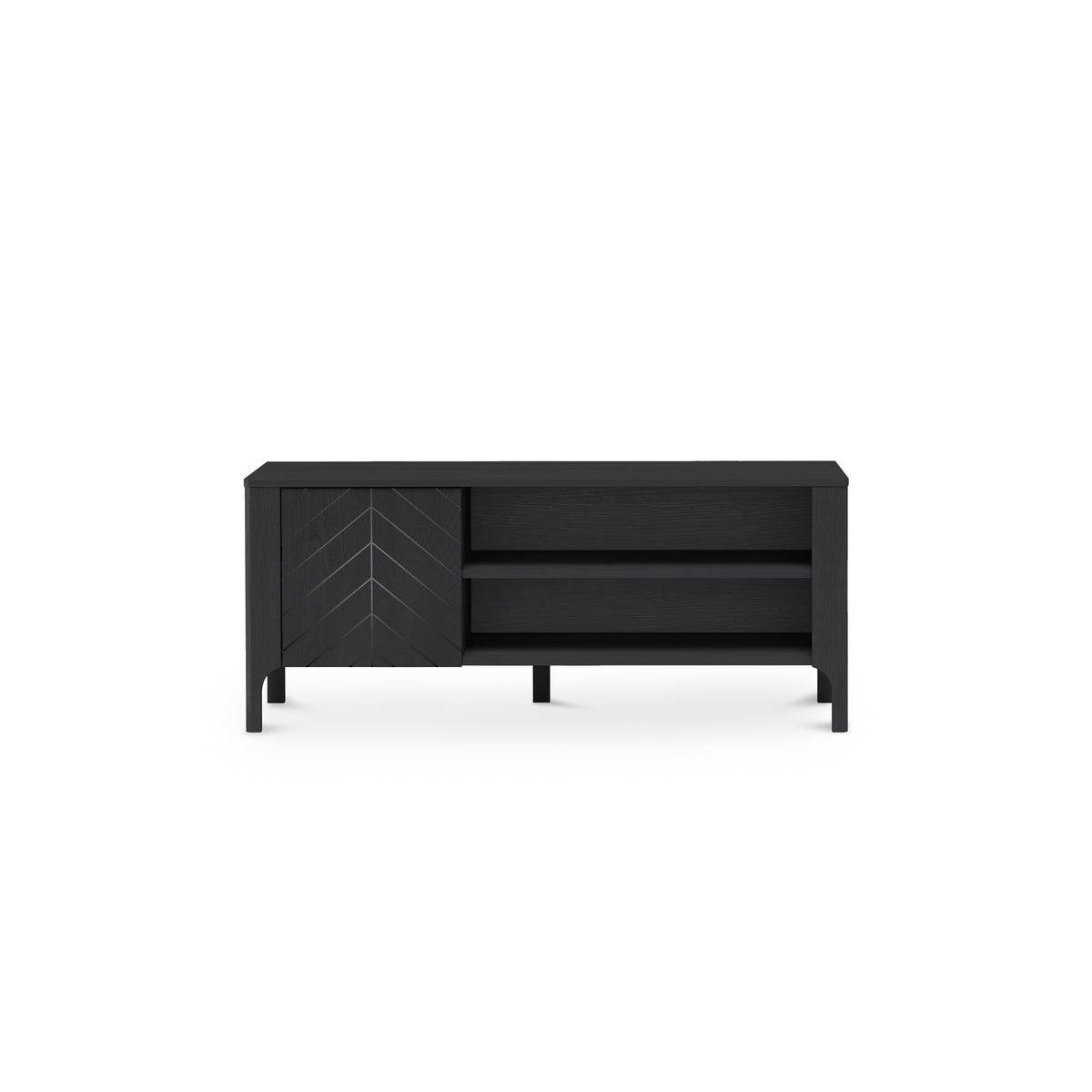 TV-Schrank EKLIPSO 135x57 mit offenem Fach im modernen Stil – Farbe Schwarz | Pillovely