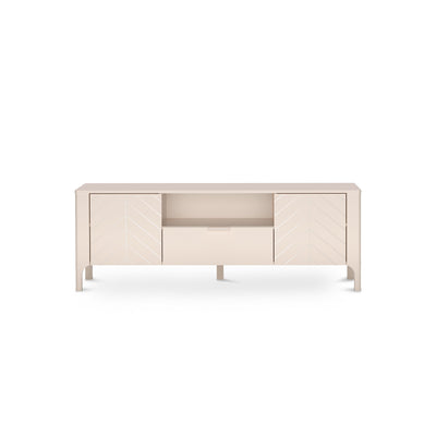 TV-Schrank EKLIPSO 160x57 mit Fischgrätfronten im modernen Stil, Farbe Kaschmir – Vorderansicht | Pillovely