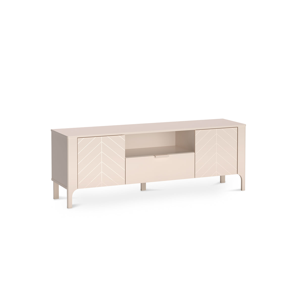 TV-Schrank EKLIPSO 160x57 mit Fischgrätfronten im modernen Stil, Farbe Kaschmir – Hauptbild | Pillovely