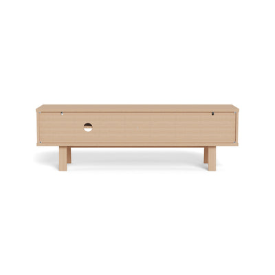 TV-Schrank Lurisse 160x50, gebleichte Eiche – Rückansicht, Kabelöffnung in der Rückwand