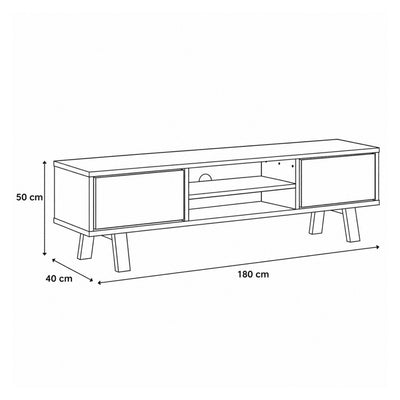 TV-Schrank Lurisse 180x50 – Maßzeichnung mit Breite, Höhe und Tiefe