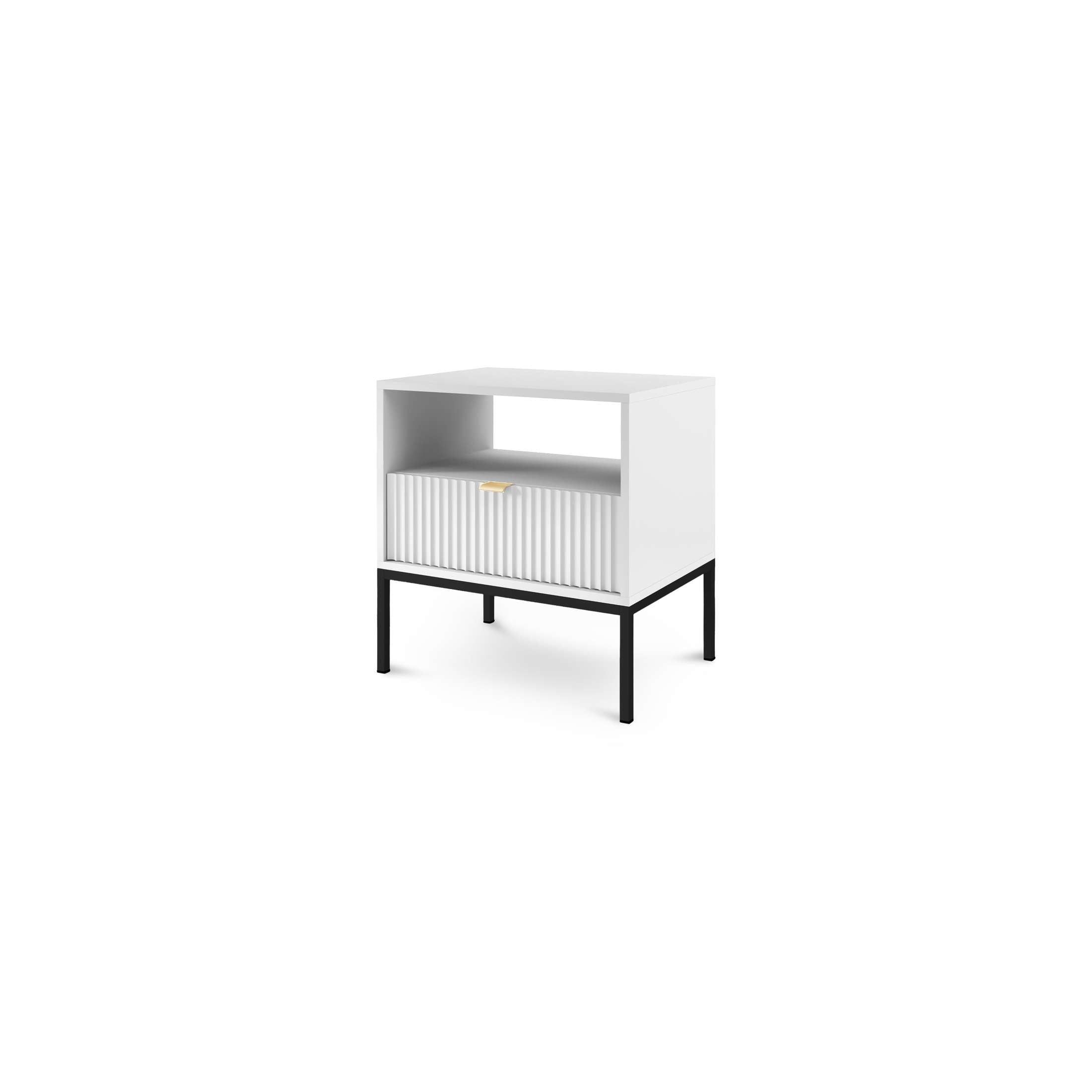 Szafka nocna z szufladą 54x56 cm w stylu glamour | Roza Biały Czarny