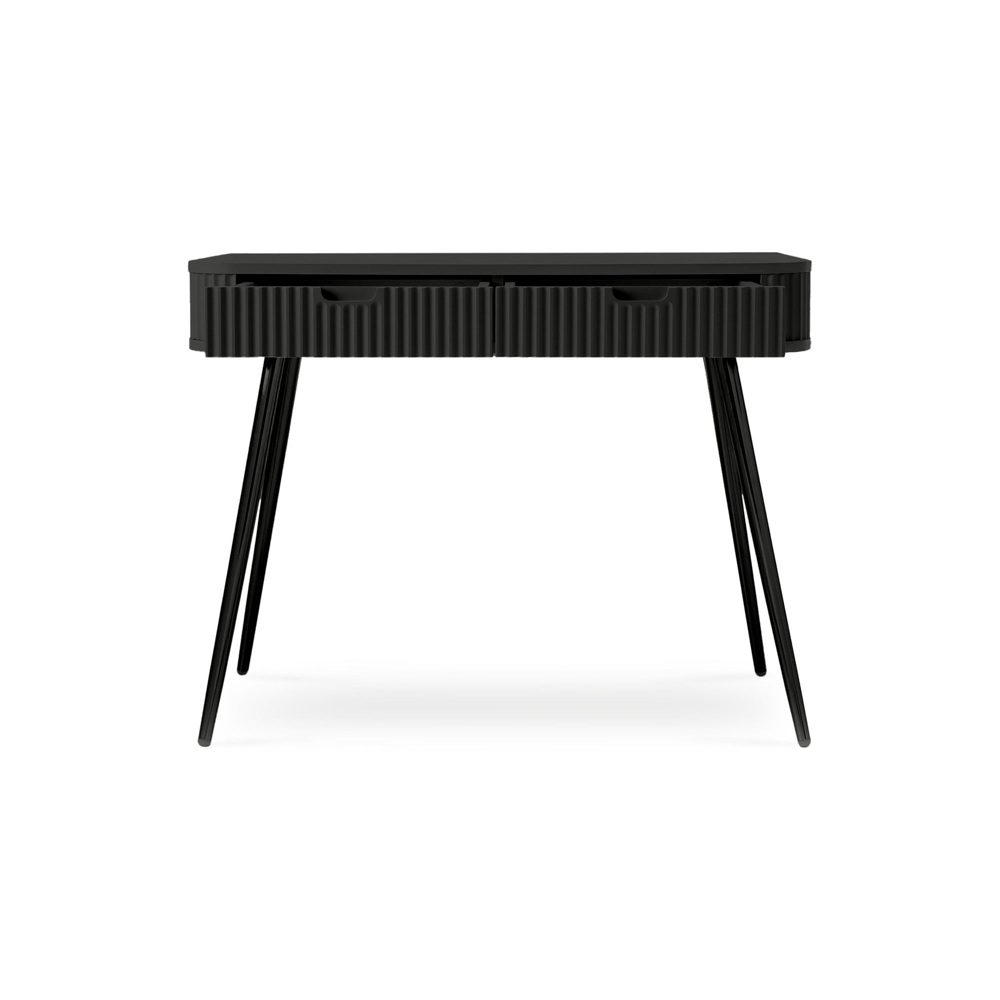 Toaletka z 2 szufladami 103x80 cm w stylu nowoczesnym – ryflowane fronty, cichy domyk, złote lub czarne nóżki | Eva