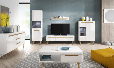 Witryna z przeszklonym frontem 90x134 cm w stylu skandynawskim | Trava