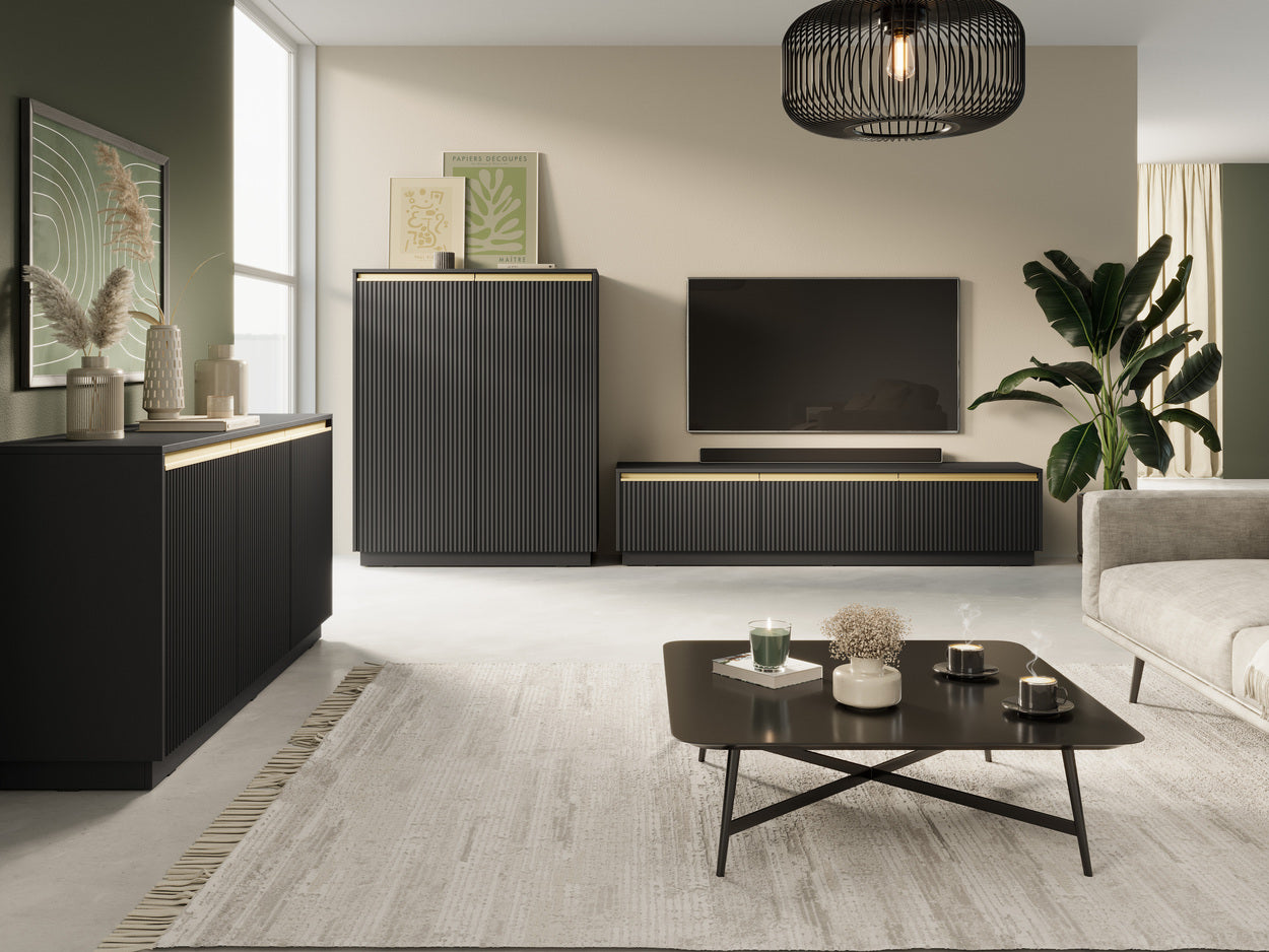 Komoda 104x72 w stylu nowoczesnym - frezowane fronty MDF, złote uchwyty, kompaktowa forma | Westa
