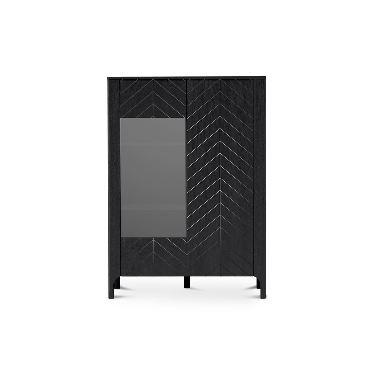 Vitrine EKLIPSO 103x145 mit Glaseinsatz im modernen Stil – Farbe Schwarz | Pillovely