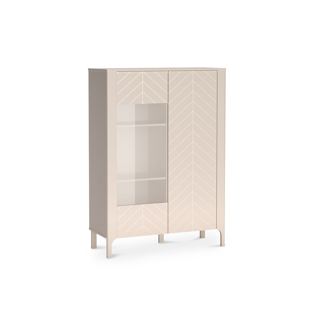 Vitrine EKLIPSO 103x145 mit Glaseinsatz im modernen Stil, Farbe Kaschmir – Hauptbild | Pillovely