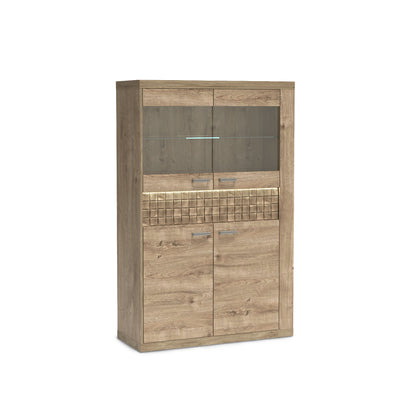 Vitrine Korin 102x160 mit LED – beleuchteter Glasboden und Front, Vitrine mit LED-Beleuchtung