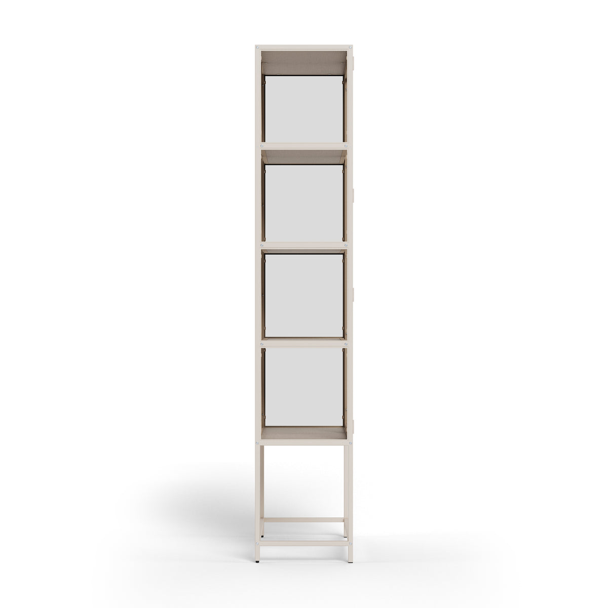 Vitrine Skeleto 77x186, grau, Melamin an der Seite – schlanke Vitrine mit einer Tiefe von 35 cm für das Esszimmer