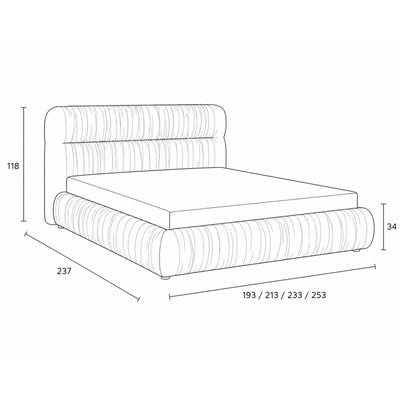 Polsterbett Bett mit Plissee und Bettkasten im modernen Stil | Drapori