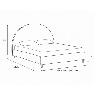 Polsterbett mit halbrundem Kopfteil und Bettkasten im Soft-Modern-Stil | Zora