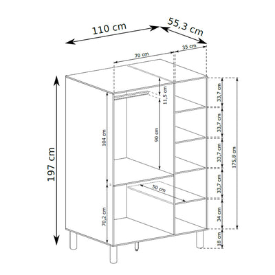 Geräumiger Kleiderschrank 110x197 im skandinavischen Stil | FJORD