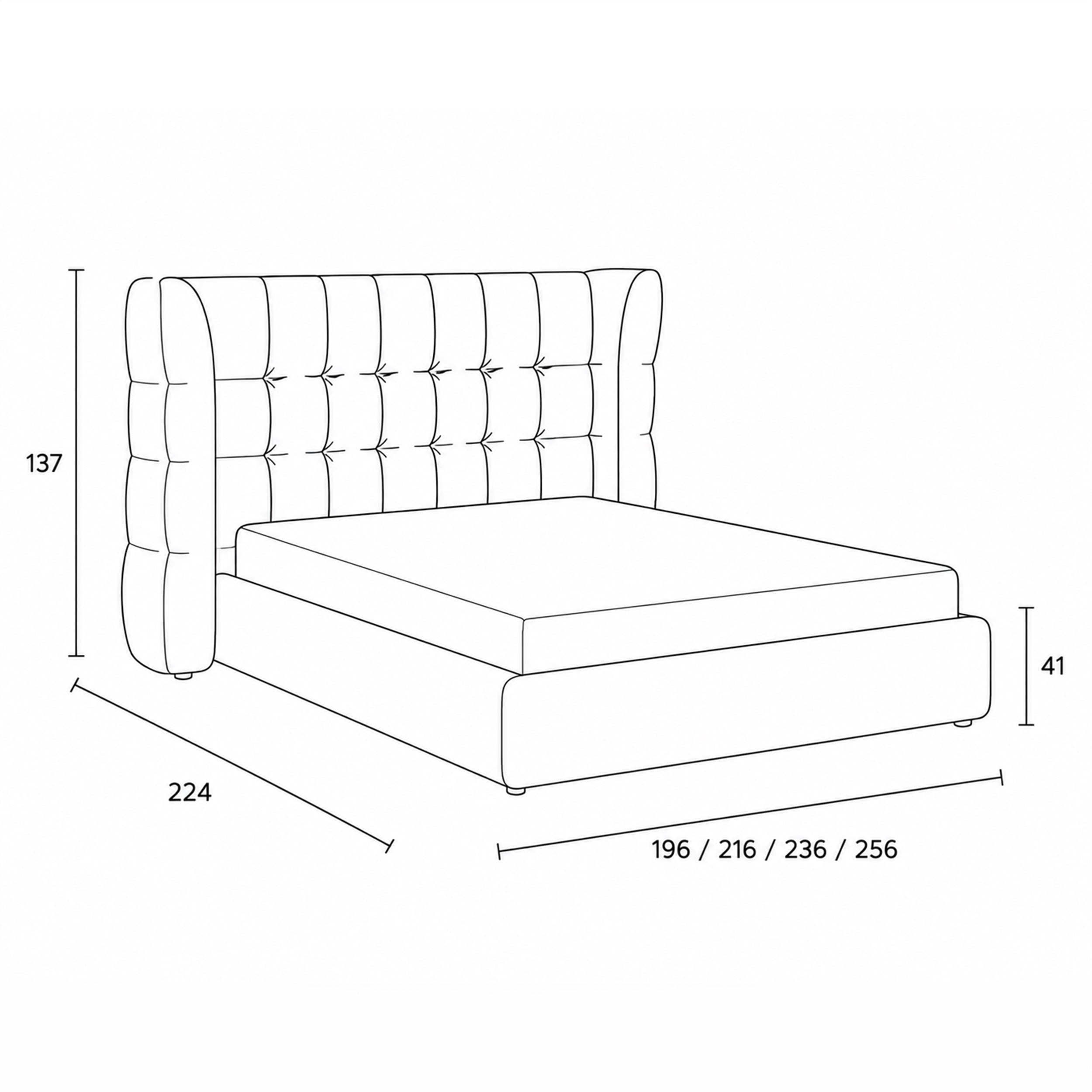 Polsterbett mit Steppung und Bettkasten im Glamour-Stil | Diara