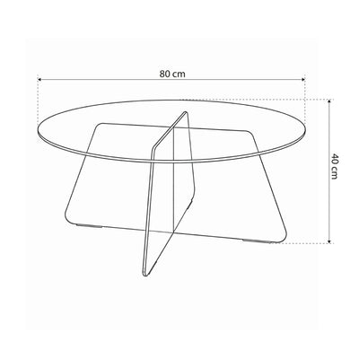 Runder Couchtisch für das Wohnzimmer mit einem Durchmesser von 80 cm im modernen Stil | Aria Glass