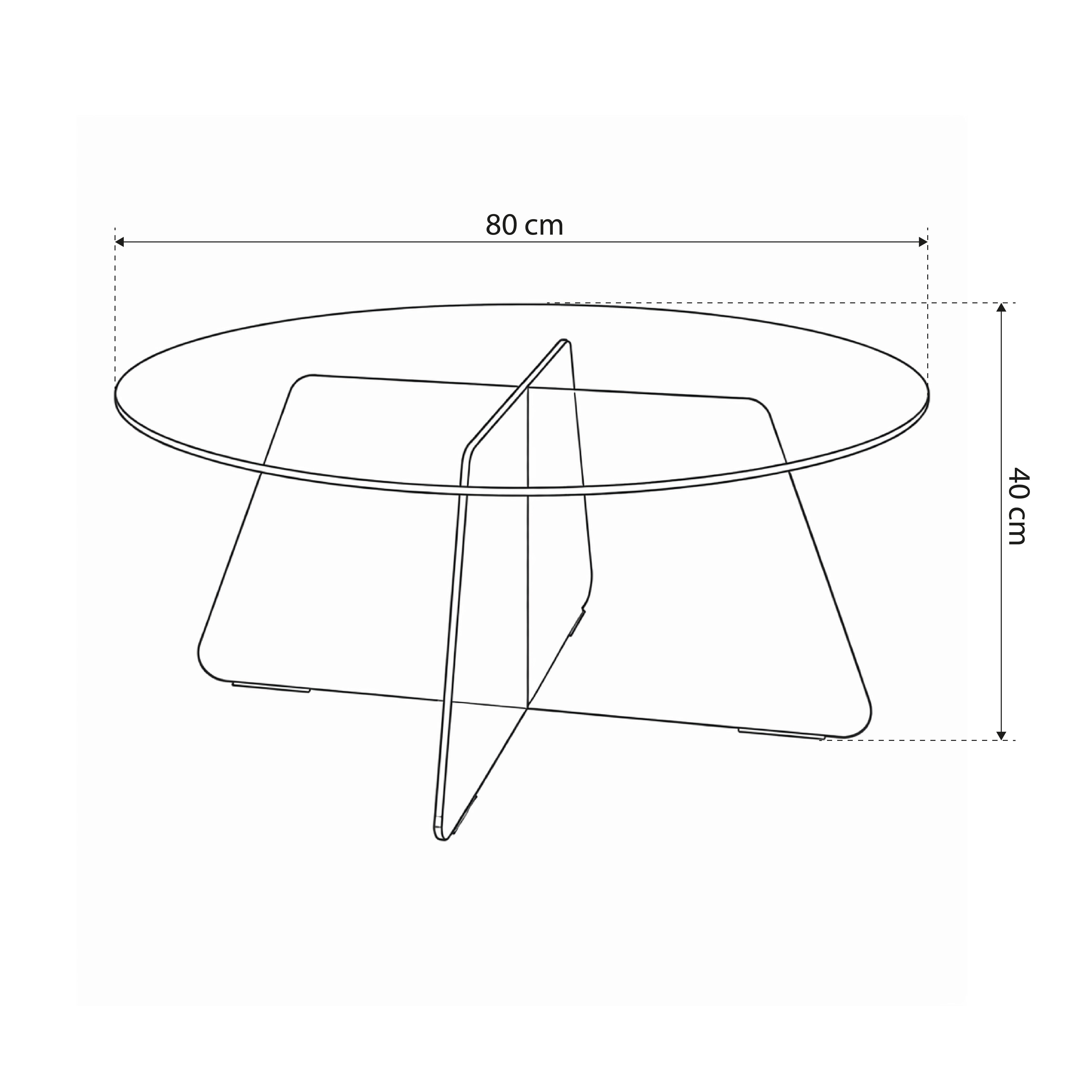 Runder Couchtisch für das Wohnzimmer mit einem Durchmesser von 80 cm im modernen Stil | Aria Glass