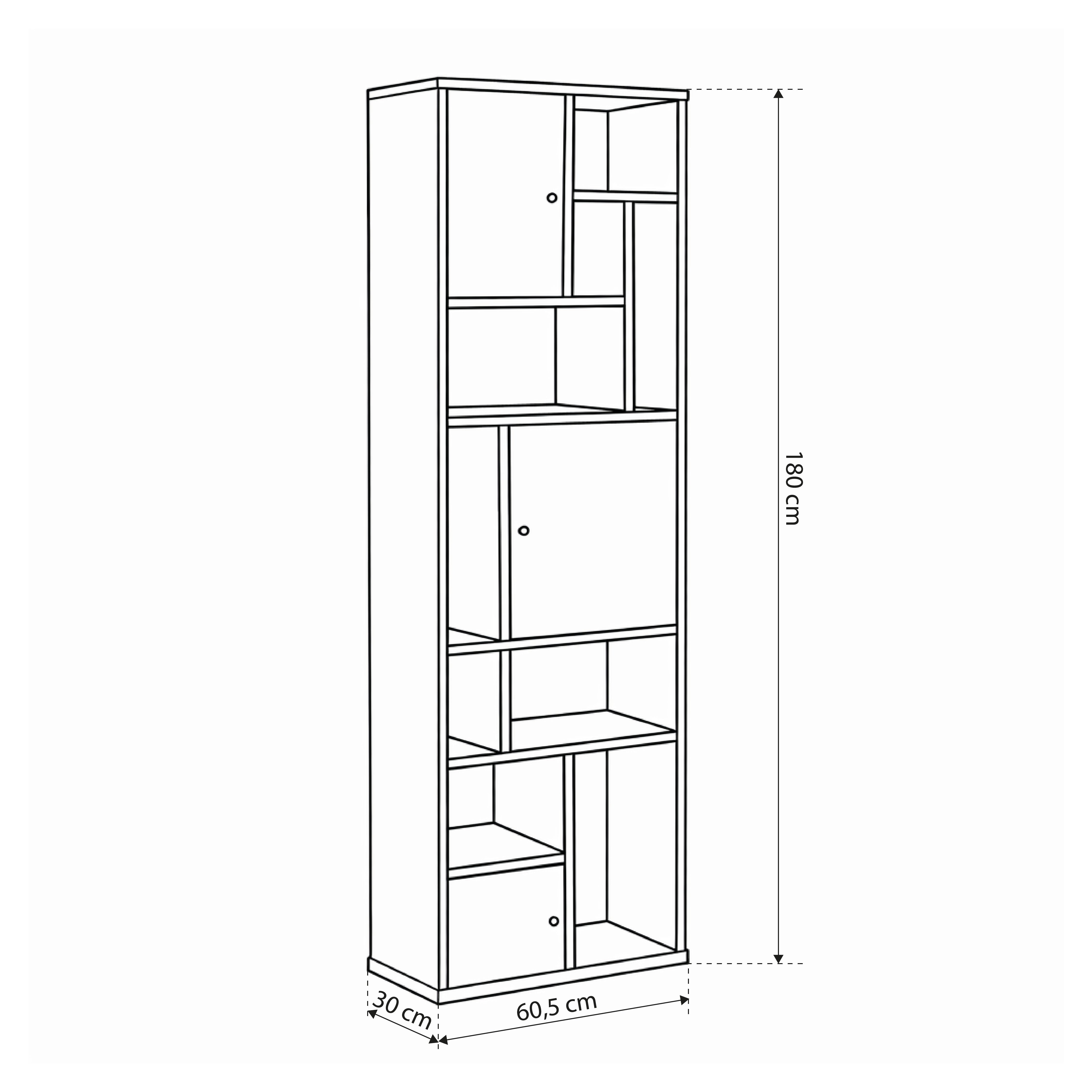 Holzregal 61x180 mit geschlossenen Regalböden | Asymo