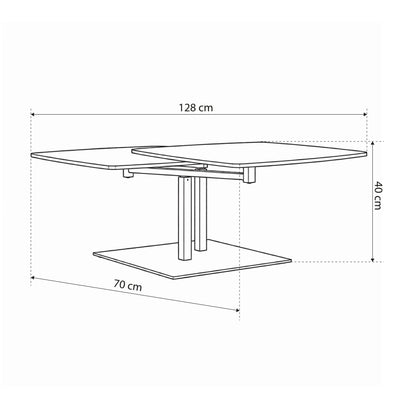 Couchtisch mit drehbarer Tischplatte 128x40 cm im Loft-Stil | Dualis