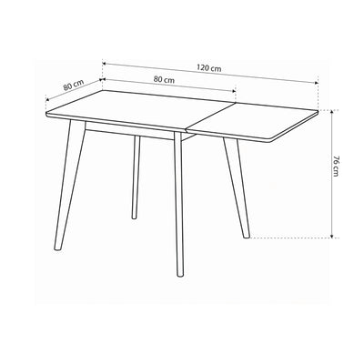 Ausziehbarer Esstisch 80–120x80 cm im skandinavischen Stil | Krel