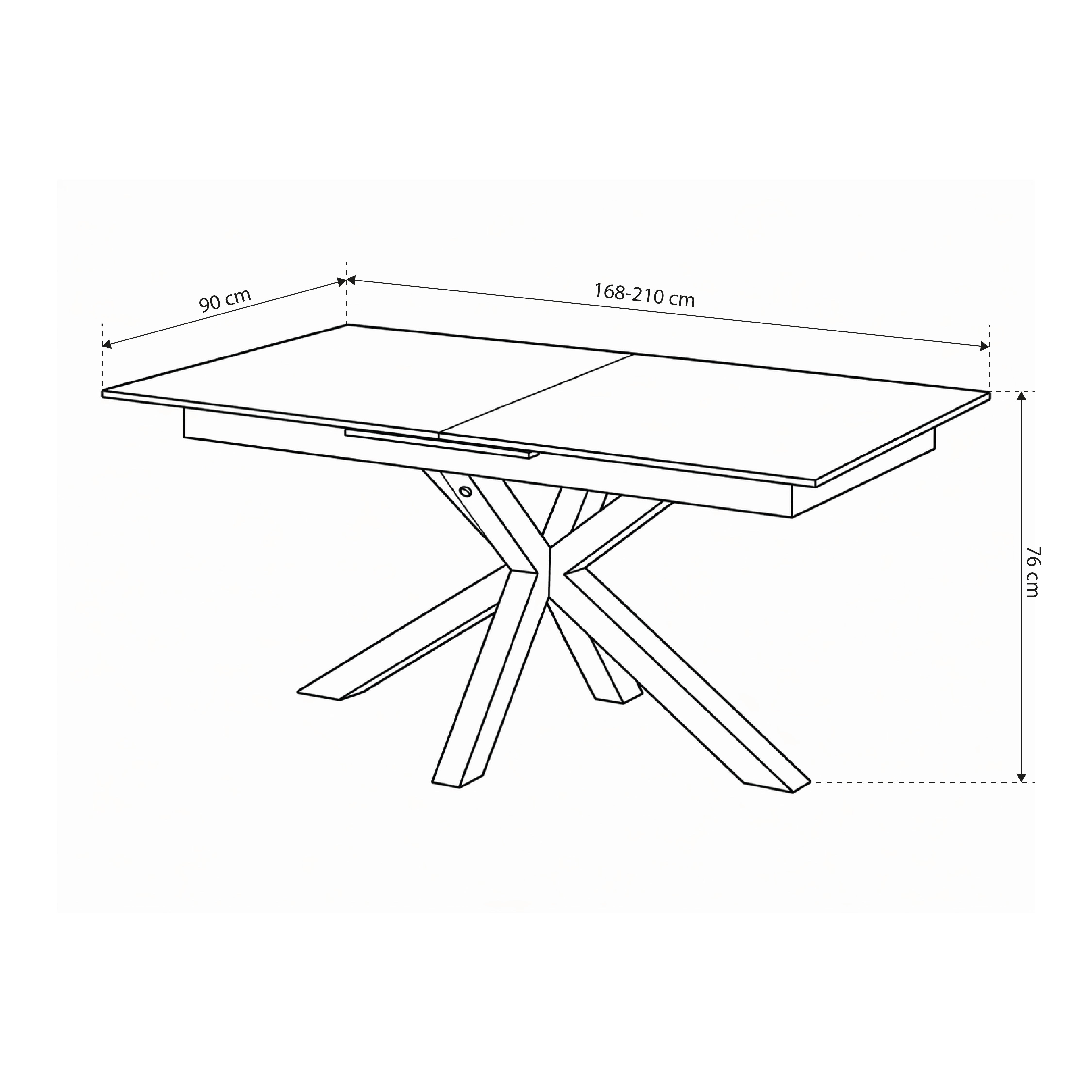 Ausziehbarer Esstisch 168–210x76 cm im modernen Stil | Lorrins