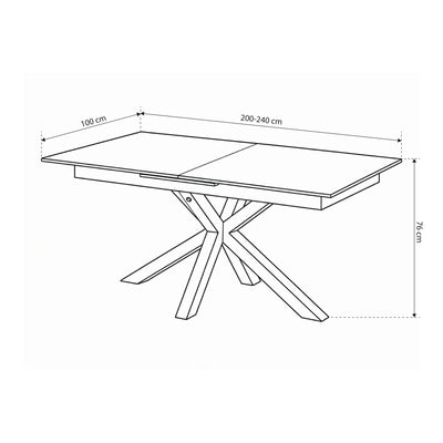 Großer ausziehbarer Esstisch 200–240x76 cm im modernen Stil | Lorrins